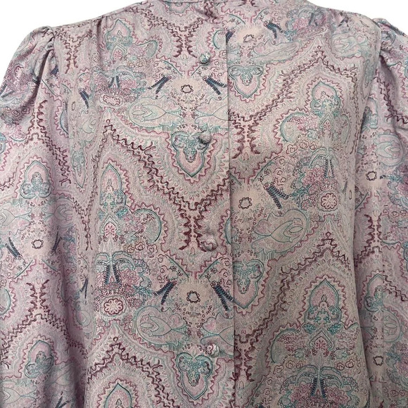 Vintage Ruggeri 70s Button Front Paisley Floral Boho Top Size 16 Lightweight - Picture 5 of 9